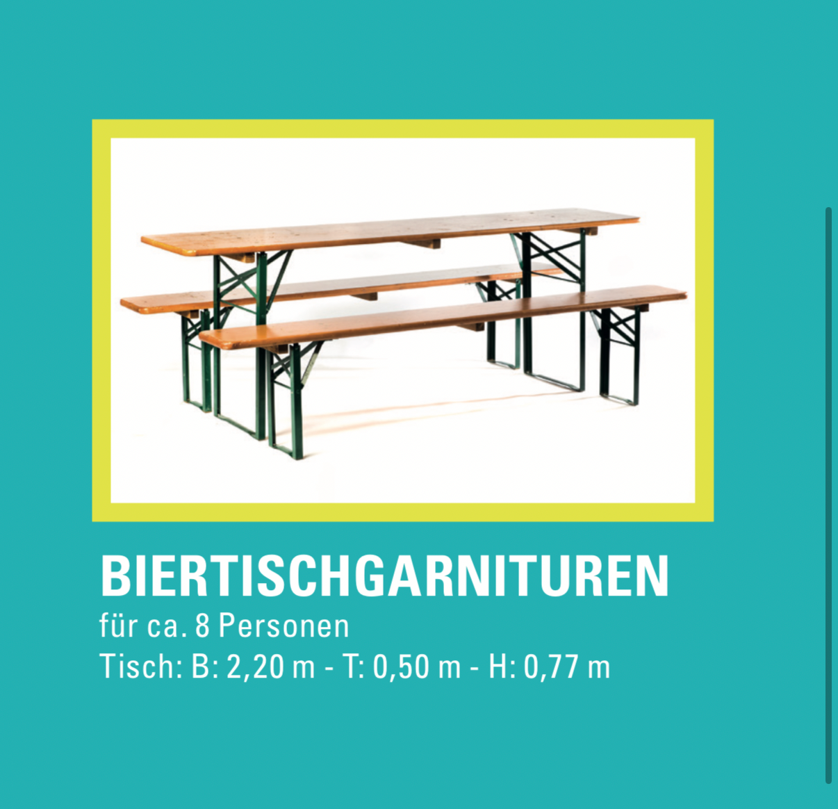 Anfrage für Biertischgarnitur