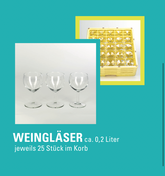Anfrage für Weingläser niedrig 0,2l (je 25 Stück im Korb)
